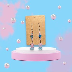 Handmade Cotton Candy Gummy Bear Dangle Earrings